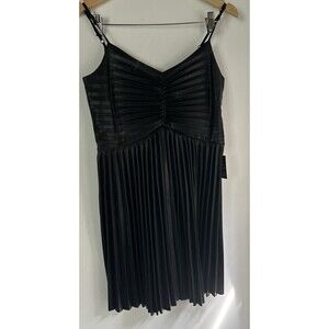 Express Black Pleated Cocktail Dress Womens Medium Spaghetti Strap
